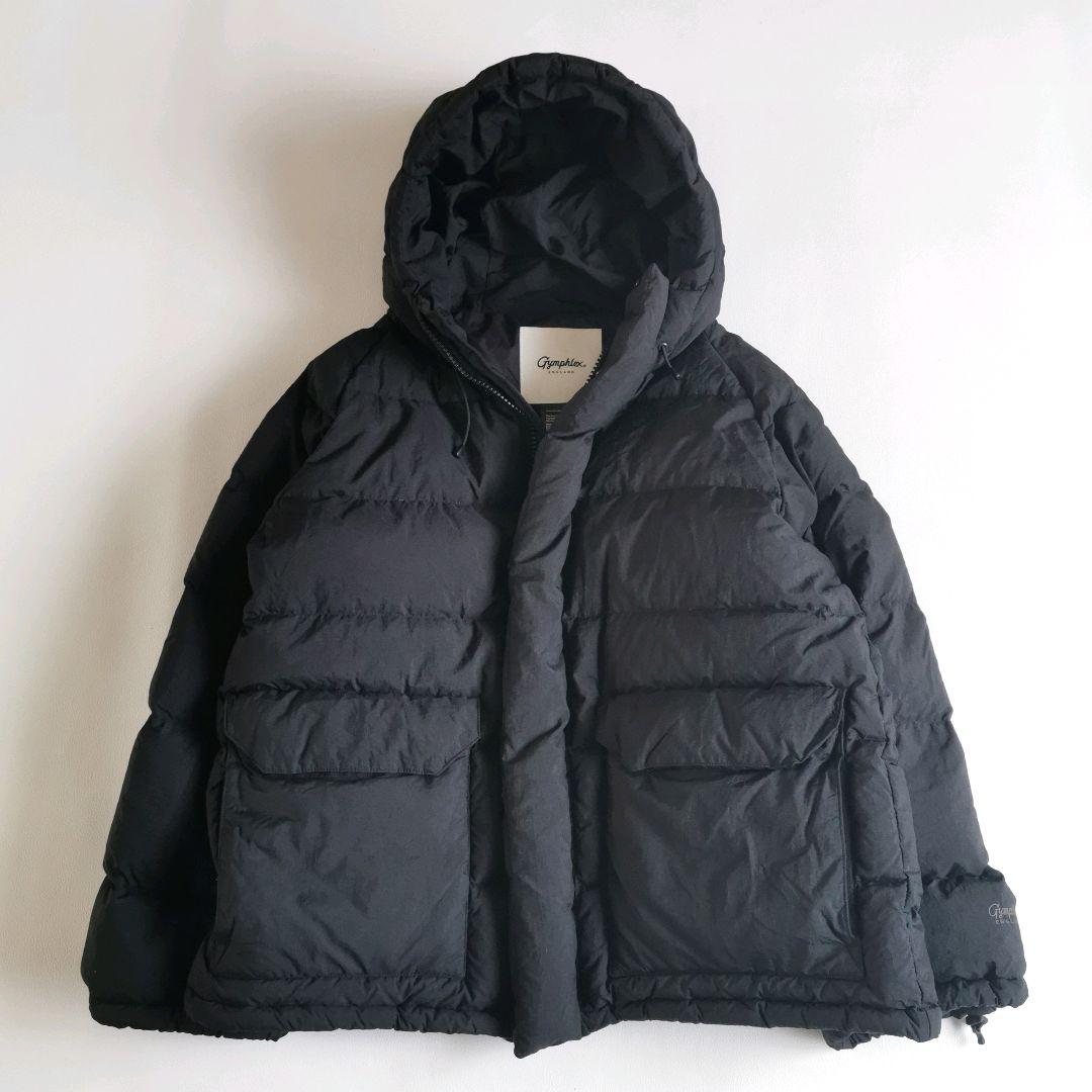 【美品✨】ジムフレックス ダウンジャケット ホワイトグース ロゴ刺繍 М 黒