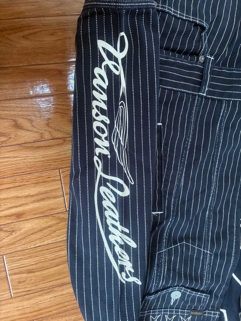 VANSON ストライプオーバーオール