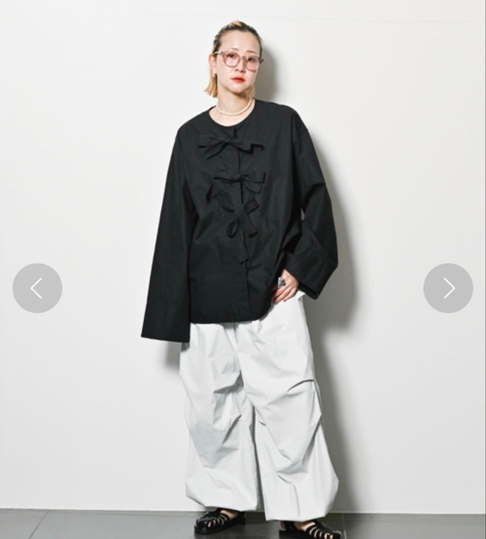 CITYSHOP FRONT RIBBON ブラウス ブラック