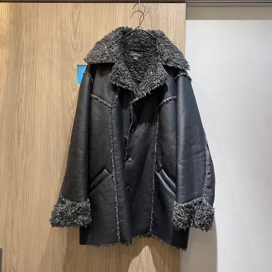 00s アーカイブ ネオお兄系 グランジ ファー 合皮 レザーコート XL