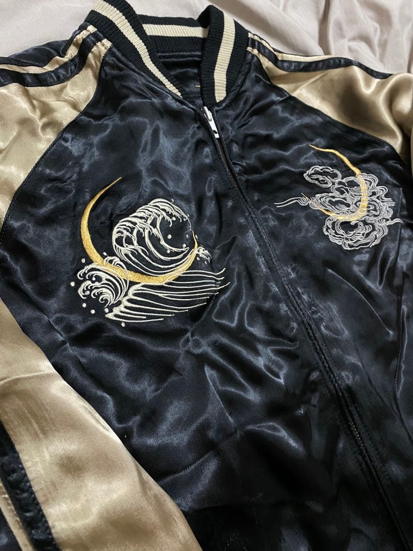 SATORI ２面用 日本限定 虎と桜刺繍 スカジャン レーヨン unisex