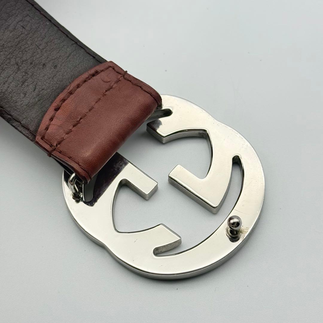 ✨良品✨GUCCI ベルト インターロッキング シマ シルバーバックル GG柄