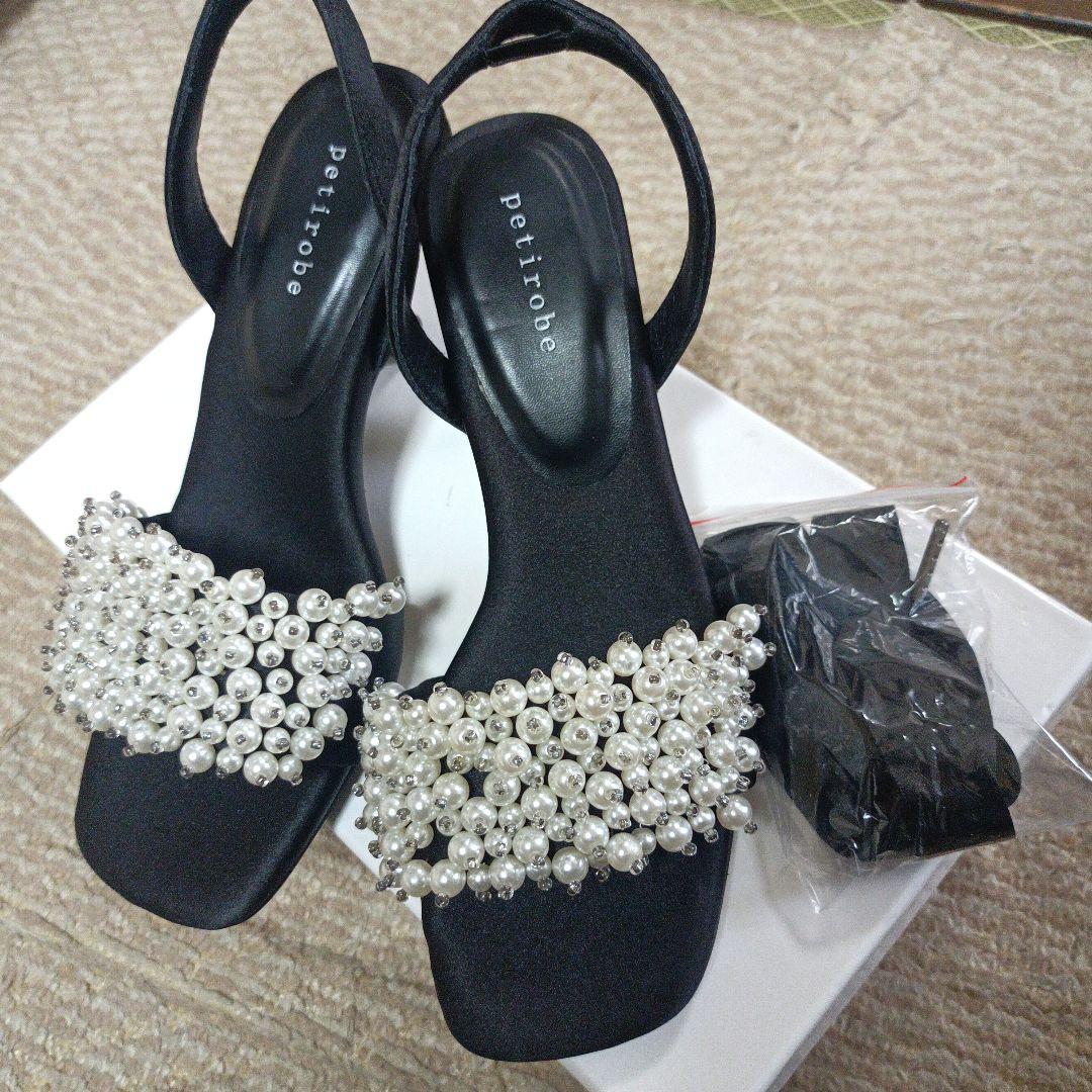 ヤマダヤ petirobe パールビジューレースアップサンダル 23cm