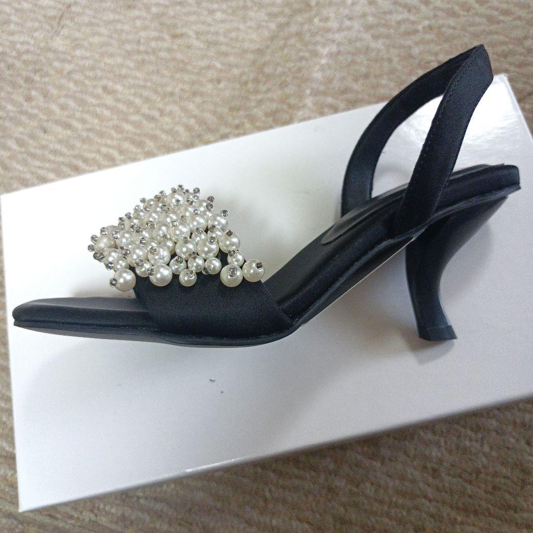 ヤマダヤ petirobe パールビジューレースアップサンダル 23cm