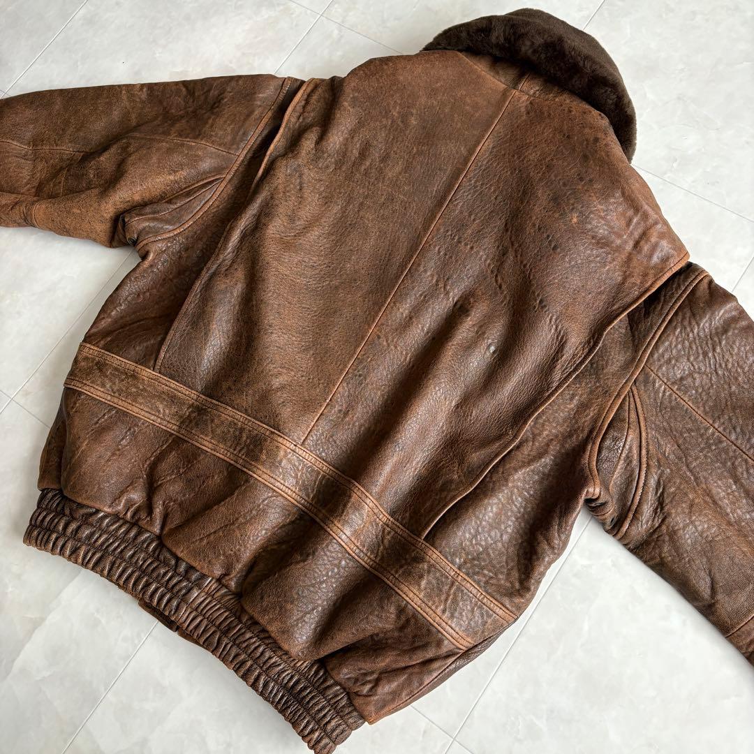 80s vintage 羊革 G-1 レザーフライトジャケット ライナー付 L