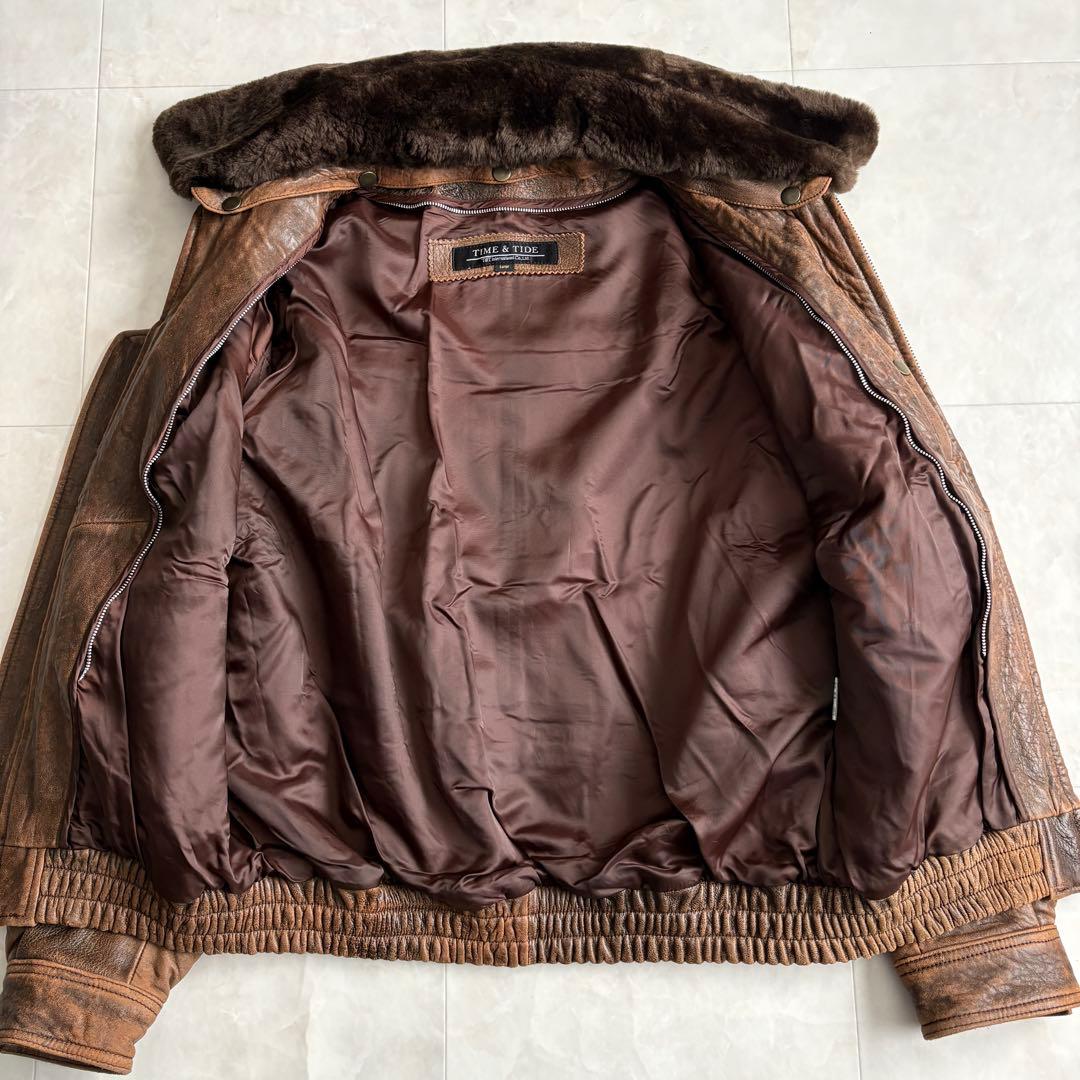 80s vintage 羊革 G-1 レザーフライトジャケット ライナー付 L