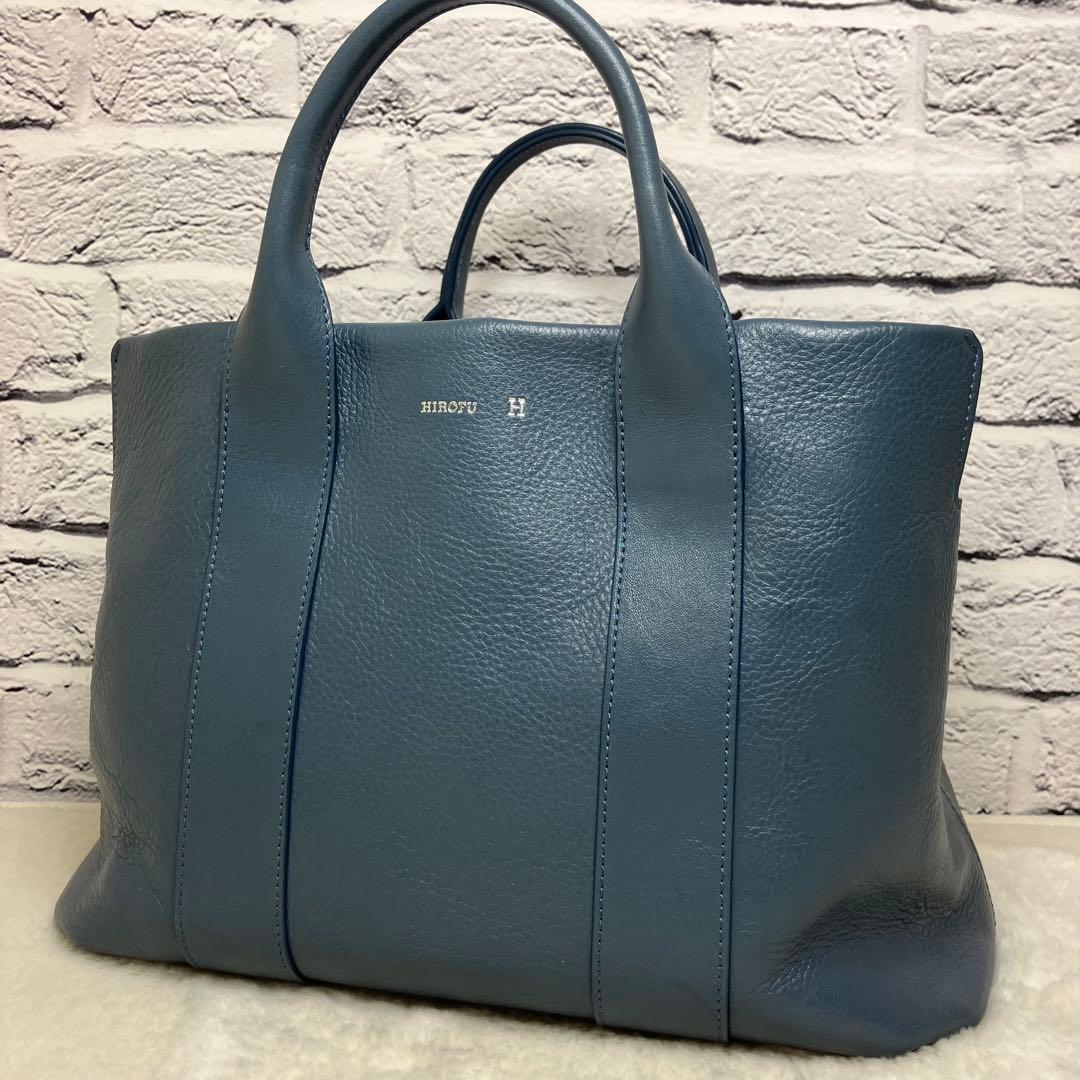 美品✨現行 近年モデル ヒロフ ランポ シボ革 ロゴ刻印 ３室 ハンドバッグ