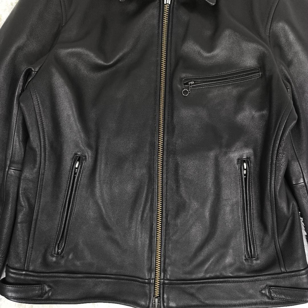 ✨美品✨ バックナンバー シングルライダースジャケット ラムレザー 本革 黒