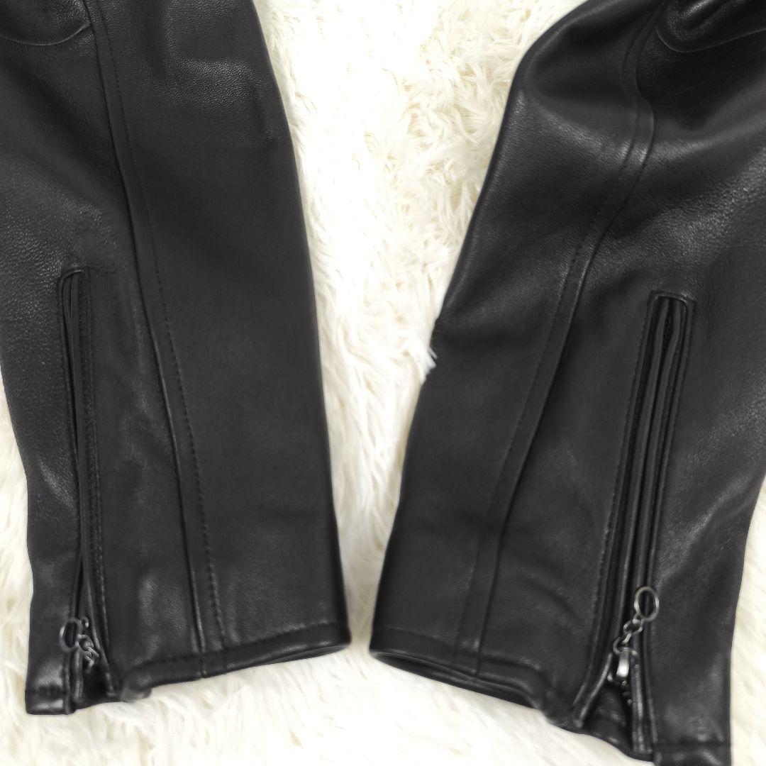 ✨美品✨ バックナンバー シングルライダースジャケット ラムレザー 本革 黒