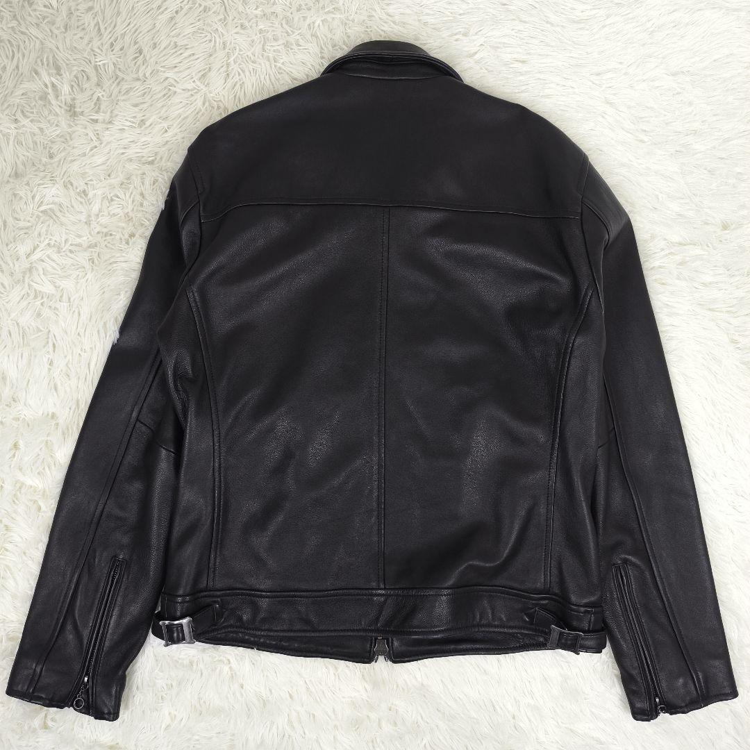 ✨美品✨ バックナンバー シングルライダースジャケット ラムレザー 本革 黒