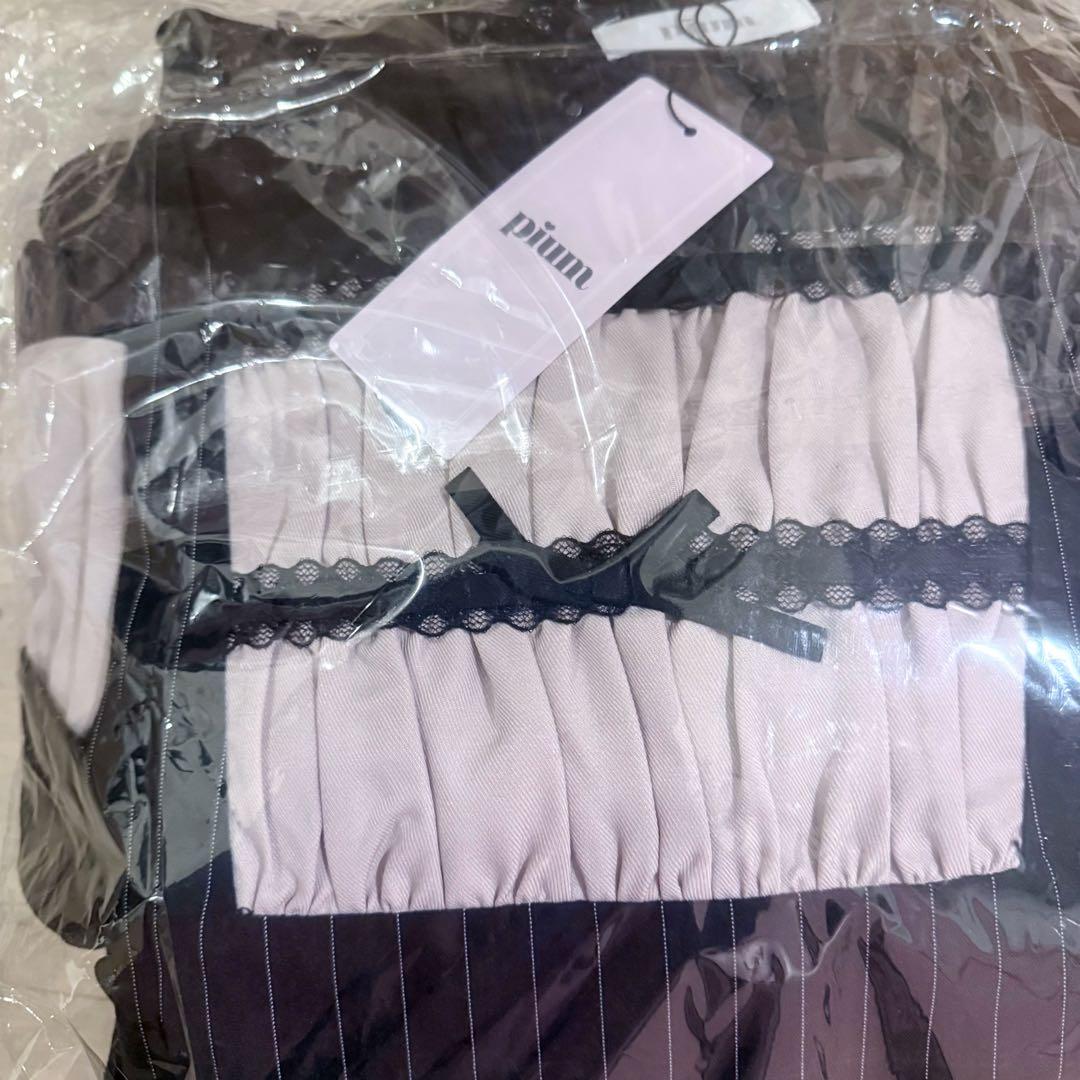 はしごリボンティアードセットアップ pium ブラックストライプ