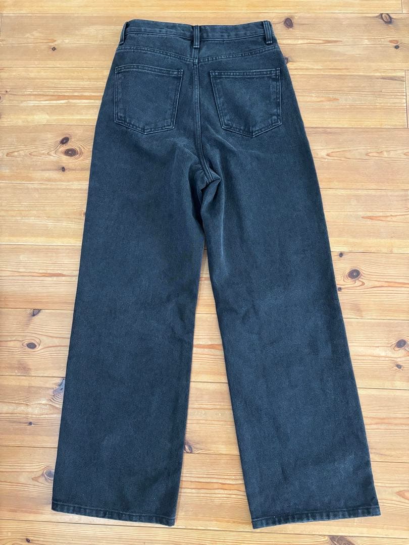 TODAYFUL ブラック ワイドレッグデニム ハイウエスト25