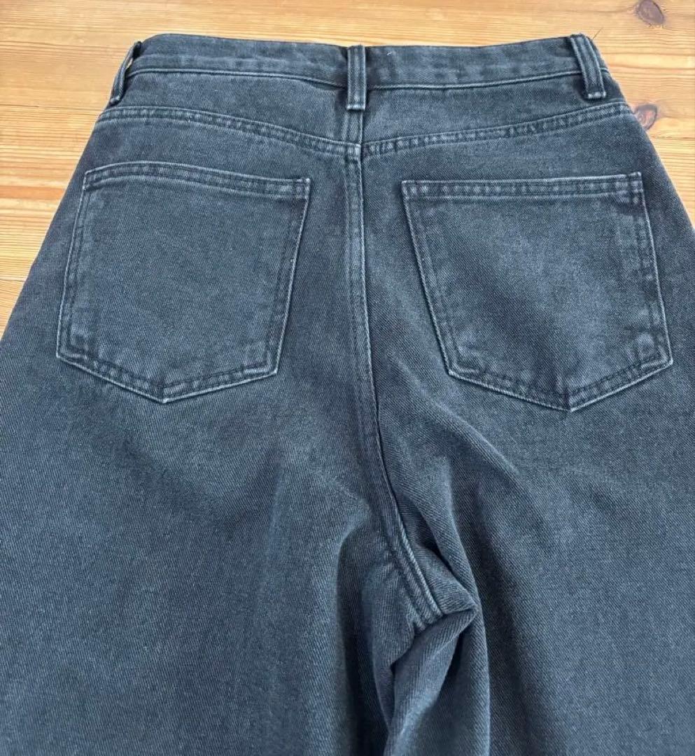 TODAYFUL ブラック ワイドレッグデニム ハイウエスト25