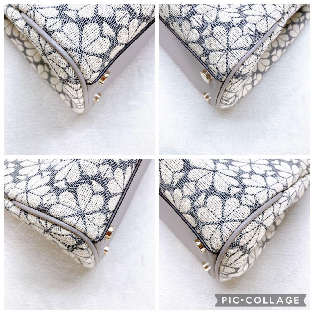 ✨美品✨ケイトスペード 2wayバッグ ジャガード フラワー キャンバス レザー
