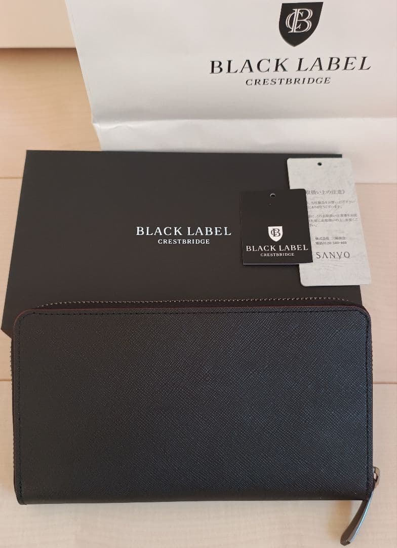 【新品箱ショップ袋付】インサイドクレストブリッジチェック ラウンドジップ 長財布