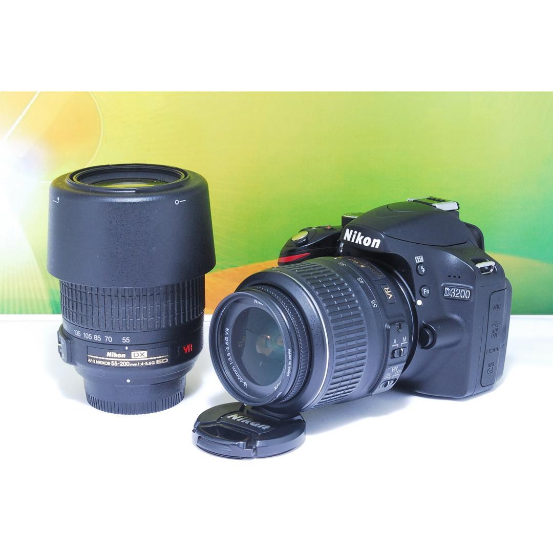 初心者おすすめ✨動作良好✨Nikon D3200 ダブルレンズキット スマホ転送