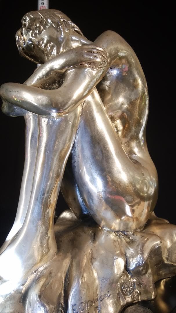 ロ*o様 エルメス★純 銀メッキブロンズ風裸婦彫刻像/高２８cm重４ ㎏少女ヌー