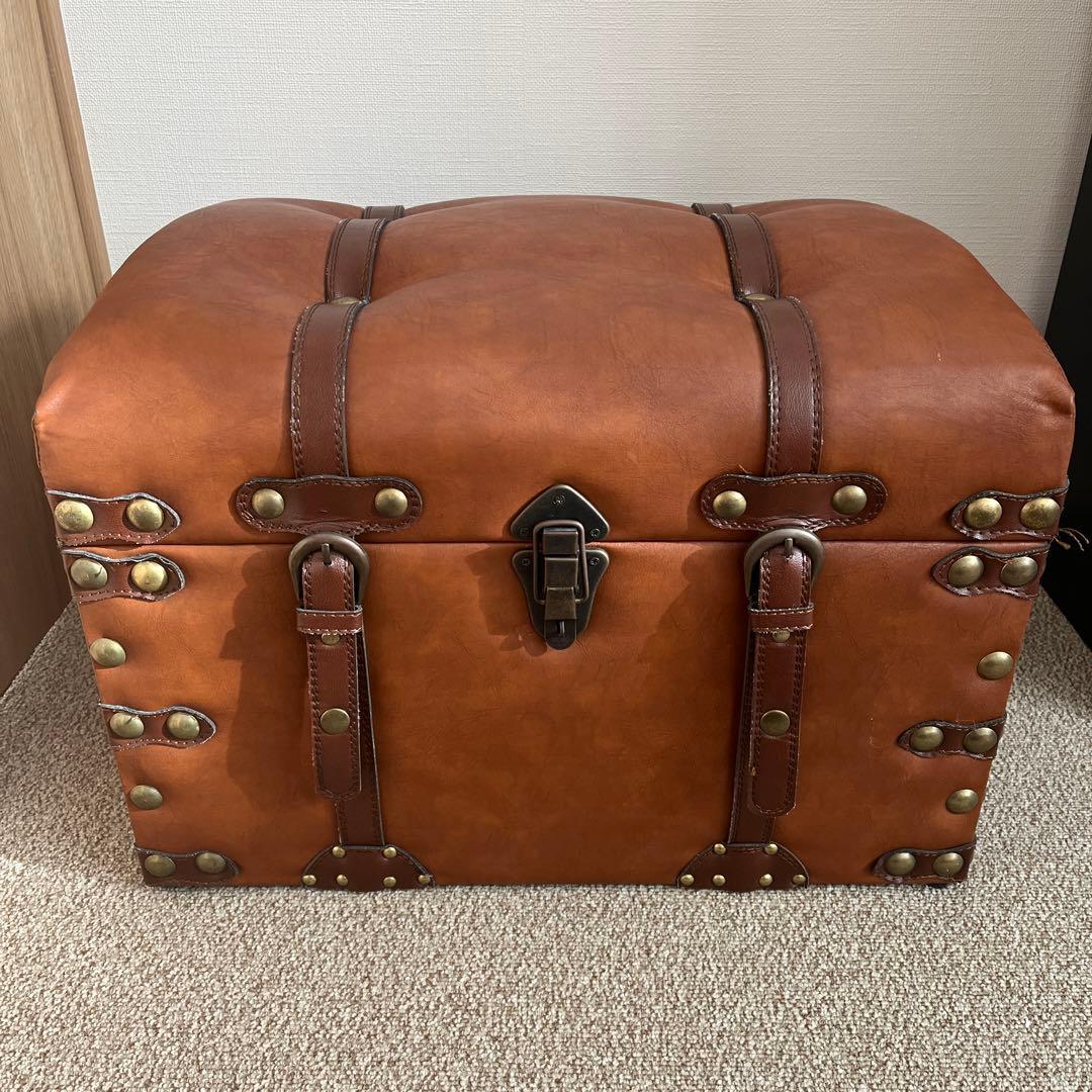 値下げ！アンティーク調スツール　宝箱型収納ボックス