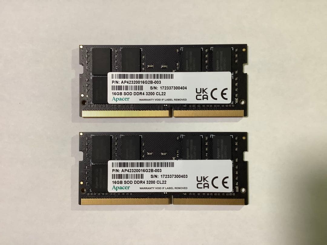 Apacer DDR4 3200 CL22 32GB (16GBx2) ノート用