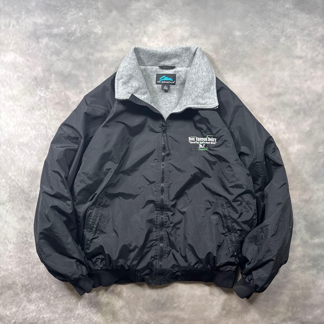 トライマウンテン古着ウォームアップジャケット企業ロゴ裏フリース短丈Y2K U9