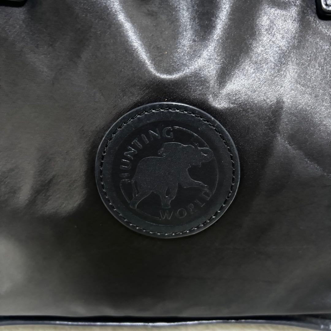 ハンティングワールド バチュークロス レザー 肩掛け トートバッグ ブラック 黒