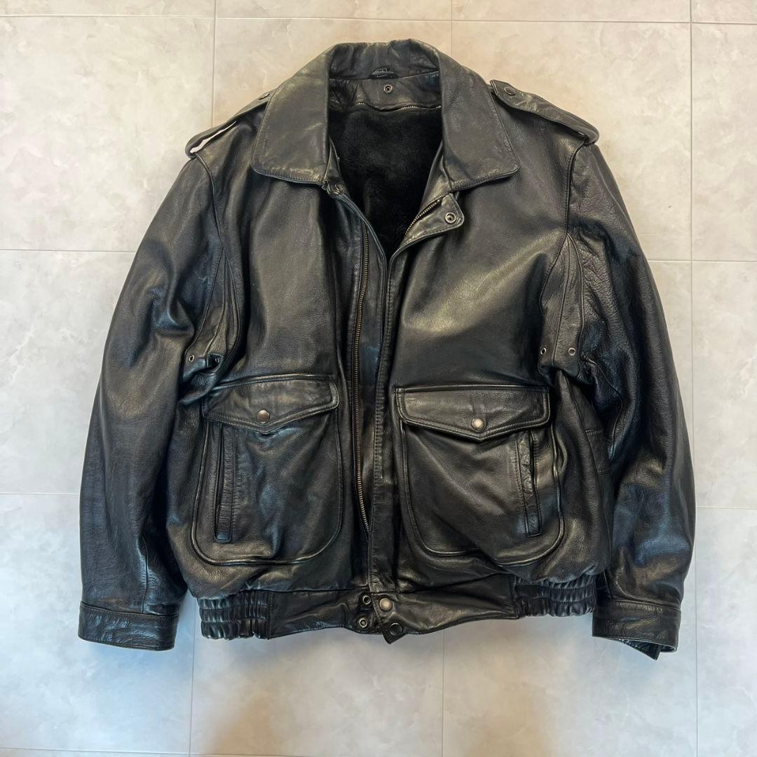 牛革✨ レザージャケット ボアライナー付 A-2 G1 フライトブラック LL