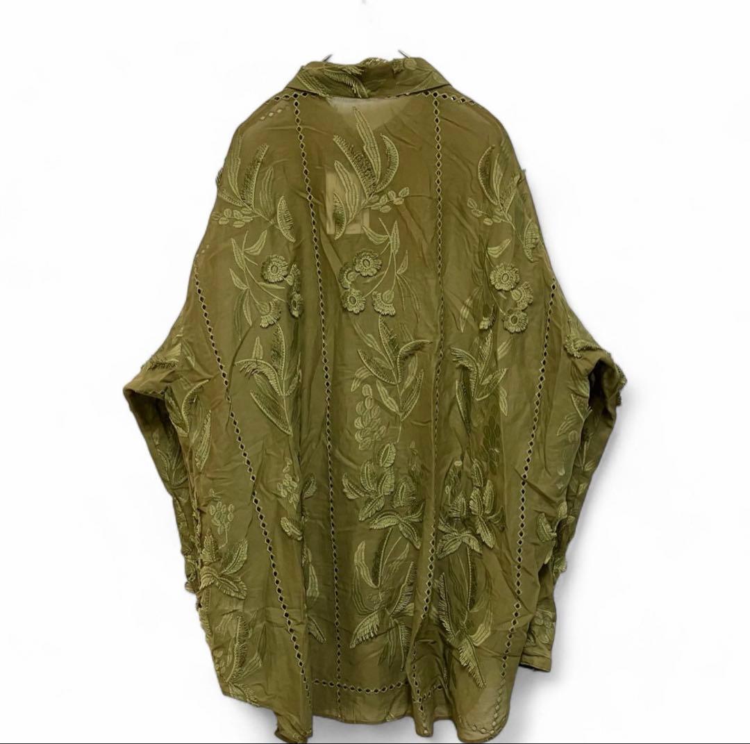 ジャーナルスタンダード　TOLIGHT　フリンジレースシャツ　カーキ　グリーン