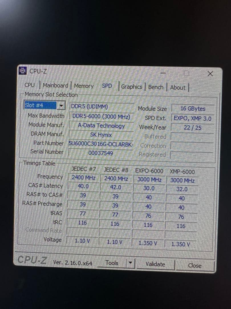 XPG RGB メモリ DDR5 32GB(16x2) 6000MT/s