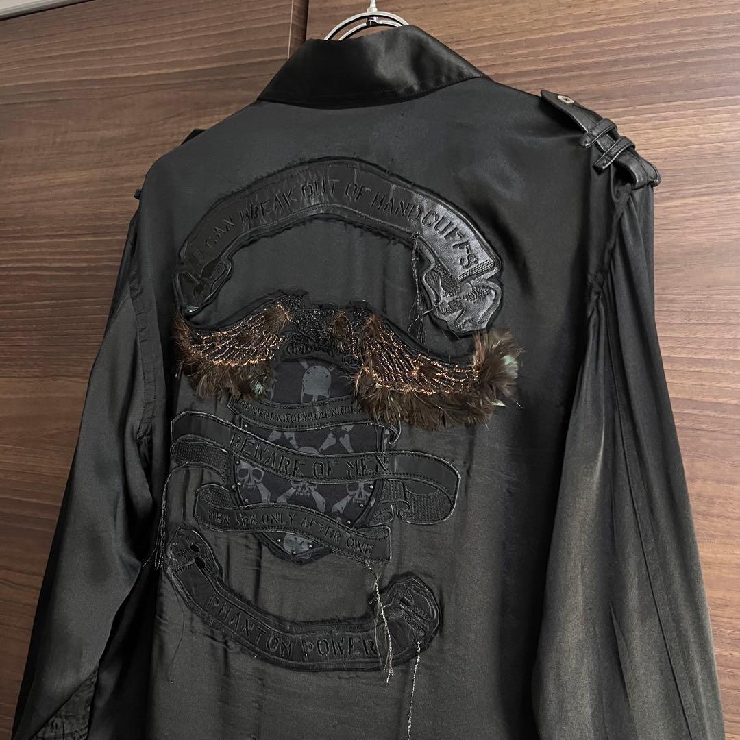 Roen ロエン シルクシャツ フェザーワッペン 羊革 hyde VAMPS