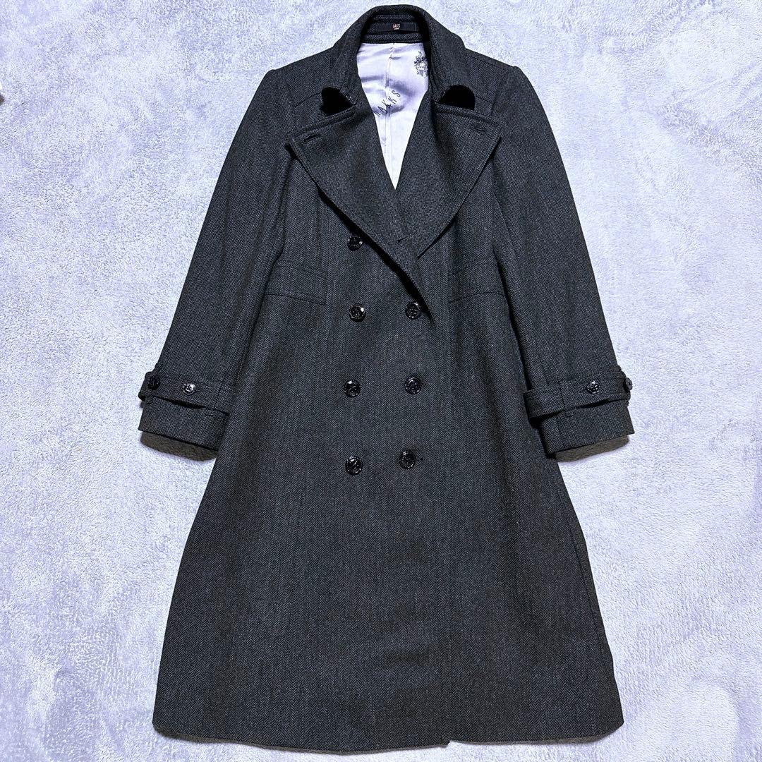 マキシ丈【未使用】DAKS MOON チェスターコート ダブル ヘリンボーン