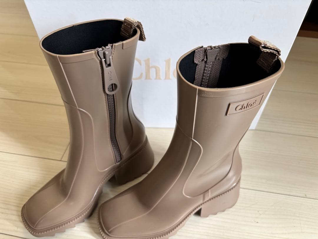 クロエ　レインブーツ　36 美品　ベージュ Chloé ラバーブーツ