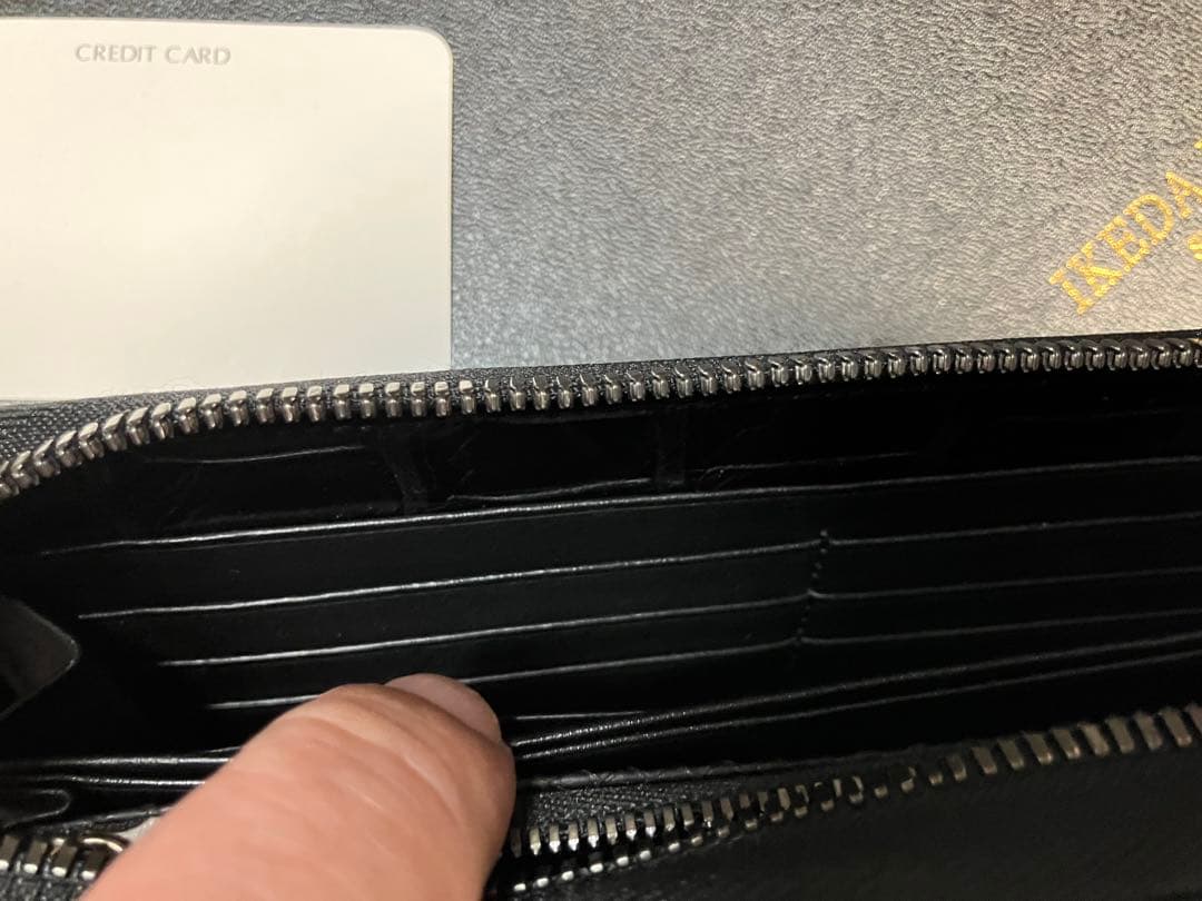 池田工芸 藍染め クロコダイル ラウンド ファスナー　ビックウォレット