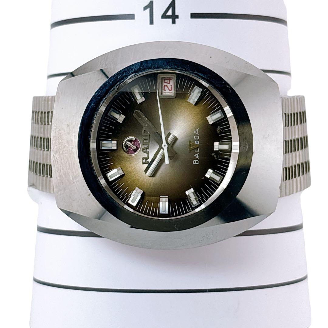 【稼働】 ラドー 腕時計 バルボア5 デイト メンズ ブラウン 純正ベルト