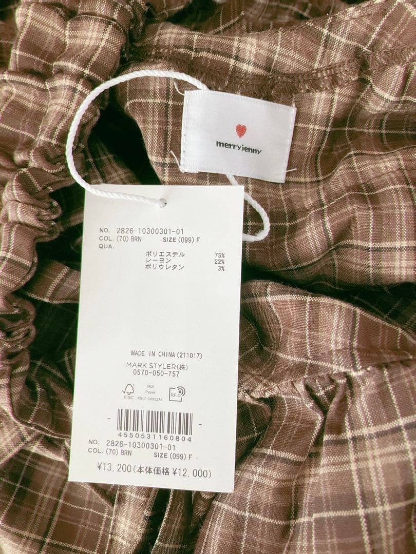 メリージェニー　merry jenny チェックホイップクリームミニワンピース