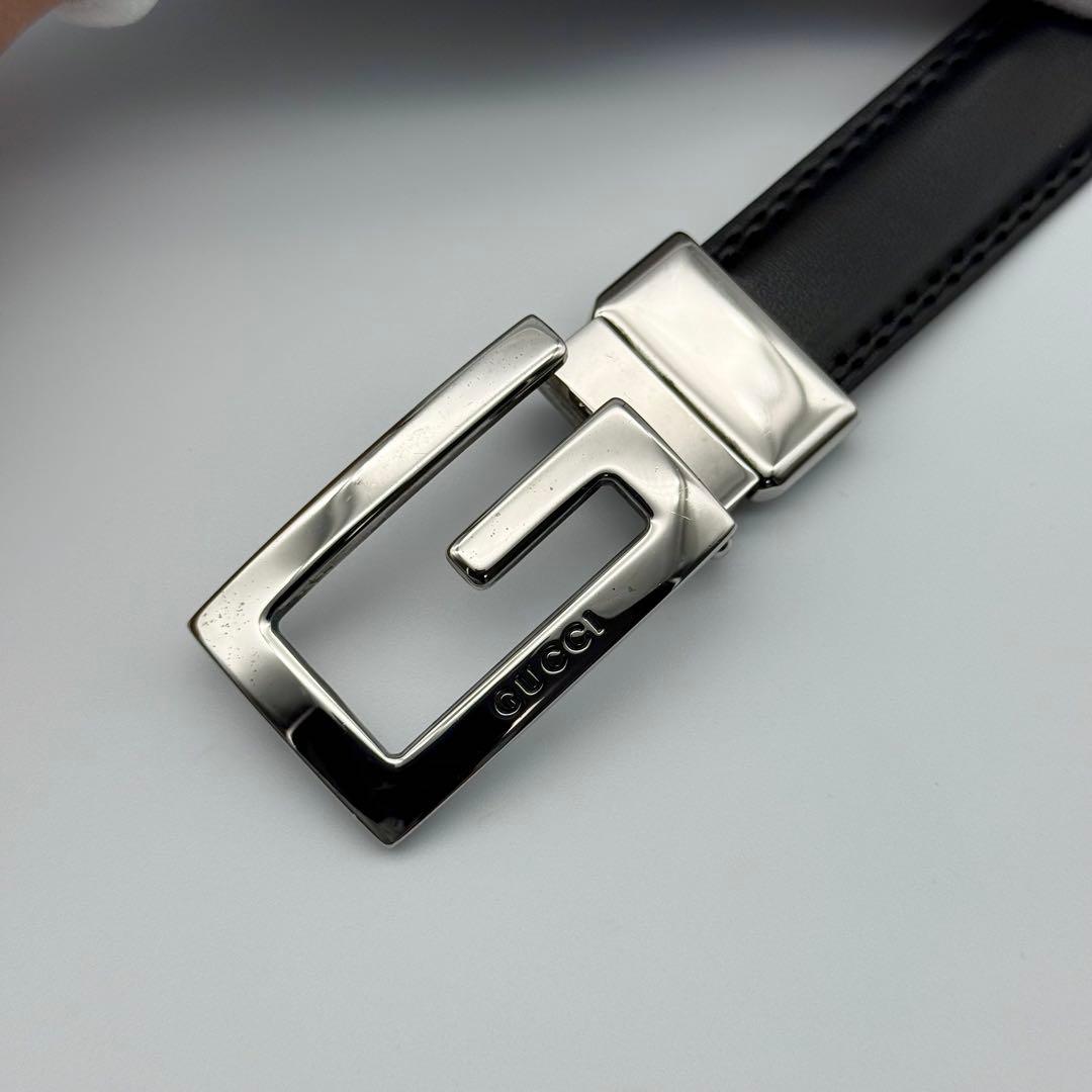 ✨美品✨グッチ ベルト Gバックル シルバー金具 レディース 本革 ビジネス
