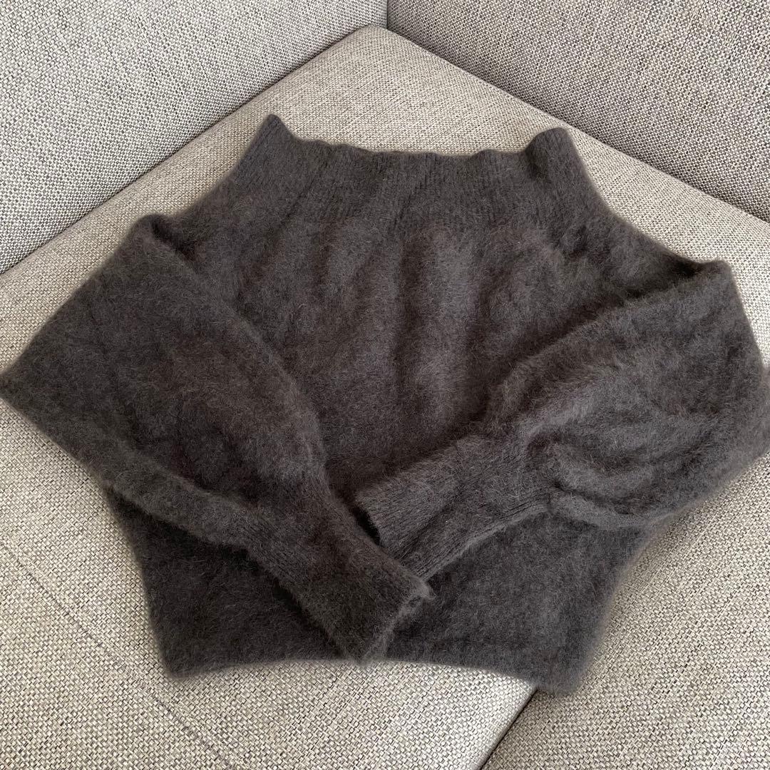 anuans ｜オフショルニットプルオーバーCHARCOALGREY