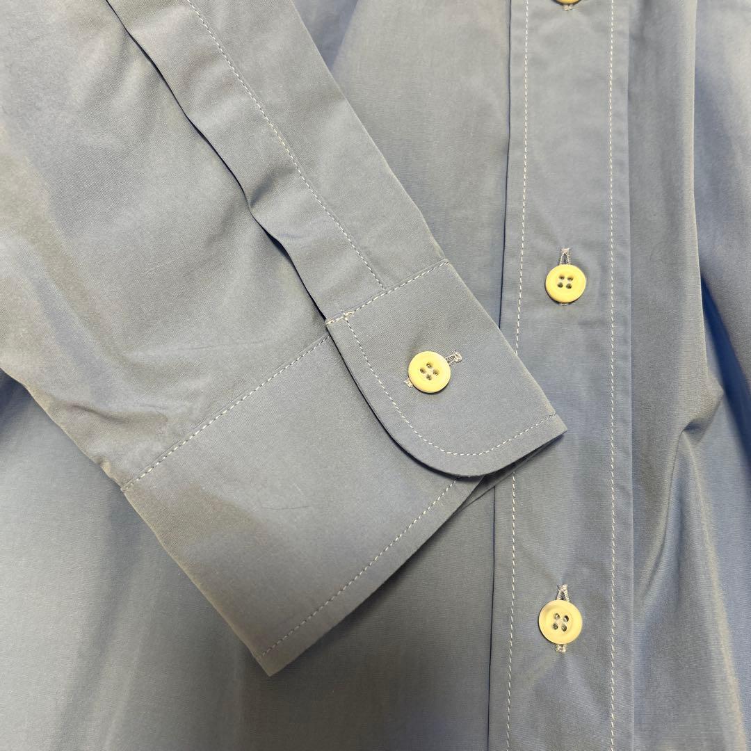 【試着のみ】MIUMIU 胸ロゴ スカーフ付　ポプリン シャツ ブルー