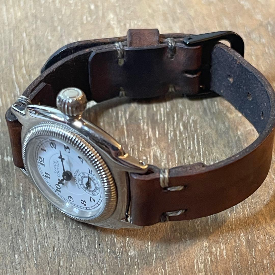 ヴァーグ ウォッチ coussin レザーmotoコラボ 希少文字盤 レディス