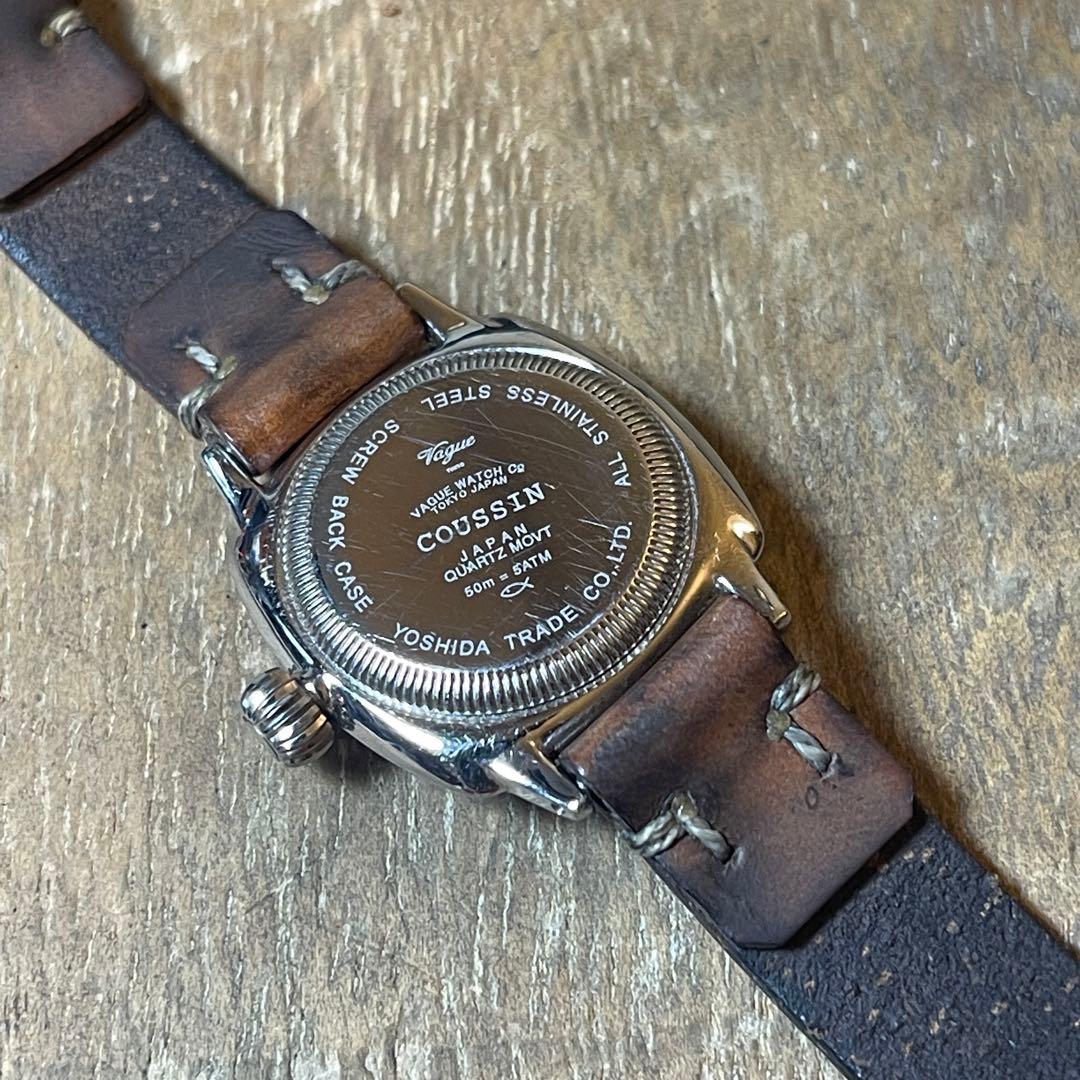 ヴァーグ ウォッチ coussin レザーmotoコラボ 希少文字盤 レディス