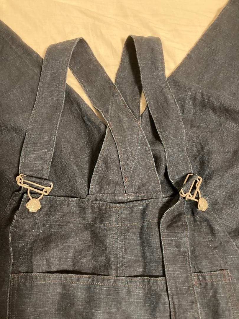 45R リネンの908オーバーオール インディゴ　フォーティーファイブアール