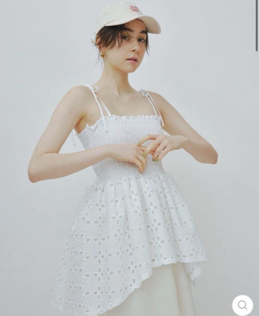 poppy コットンレースボリュームキャミ　あさぎーにょ