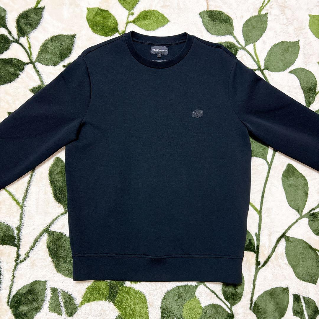 エンポリオアルマーニ クルーネックスウェットシャツ メンズ ブラック Sサイズ