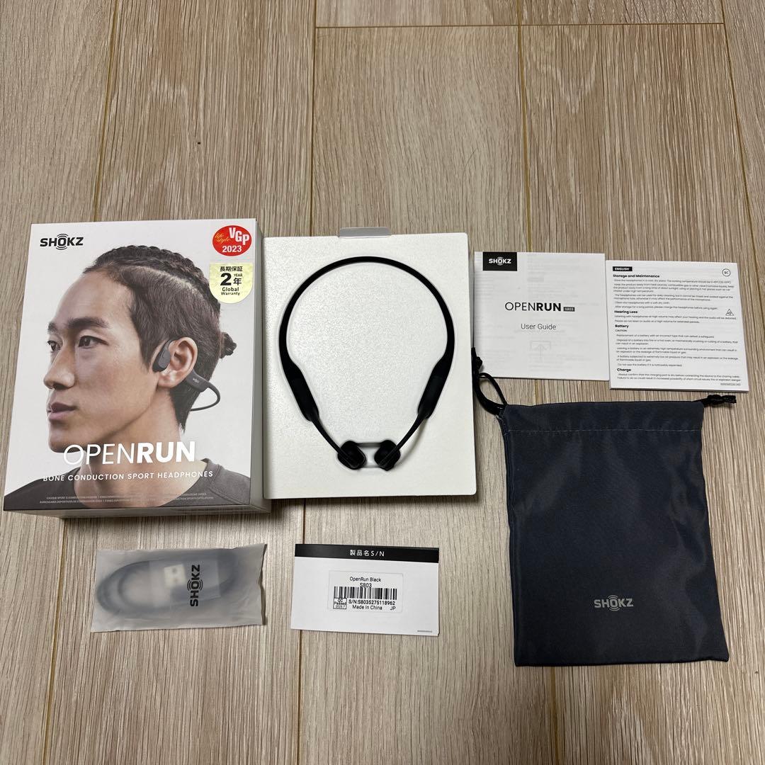 【試着のみ、未使用】Shokz OpenRun ブラック 骨伝導イヤホン