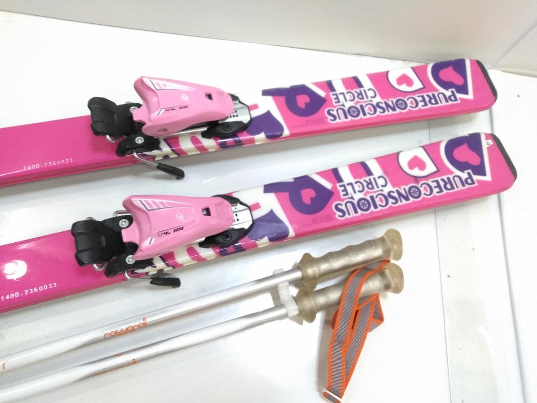 ジュニアスキー4点セット ピュアコンシャス 140cm ブーツサロモン22cm◇