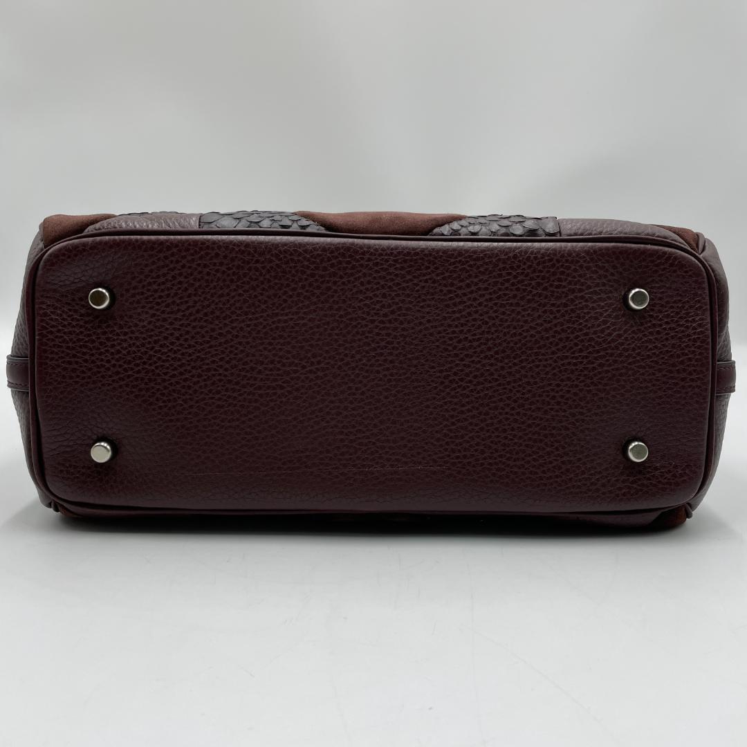 美品 COACH ハンドバッグ レザー ゴールド パッチワーク パイソン