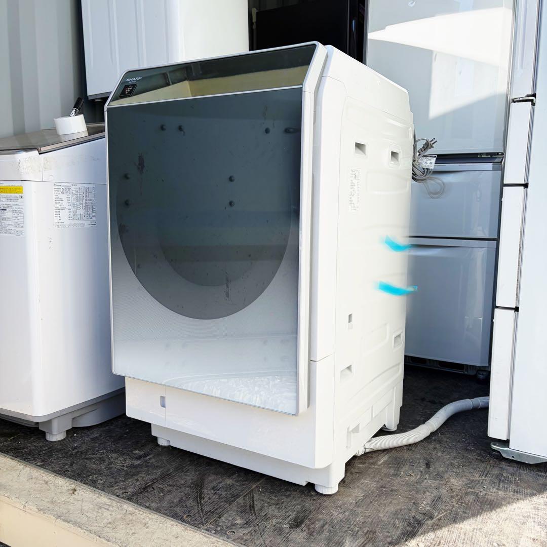 67運搬取付無料！シルバー純正SHARP左開きドラム式乾燥洗濯機！完動品超美品！