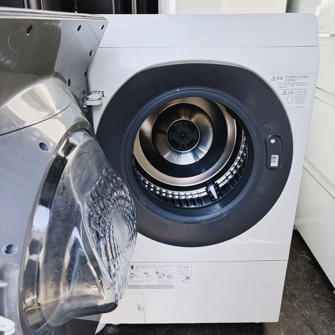 67運搬取付無料！シルバー純正SHARP左開きドラム式乾燥洗濯機！完動品超美品！