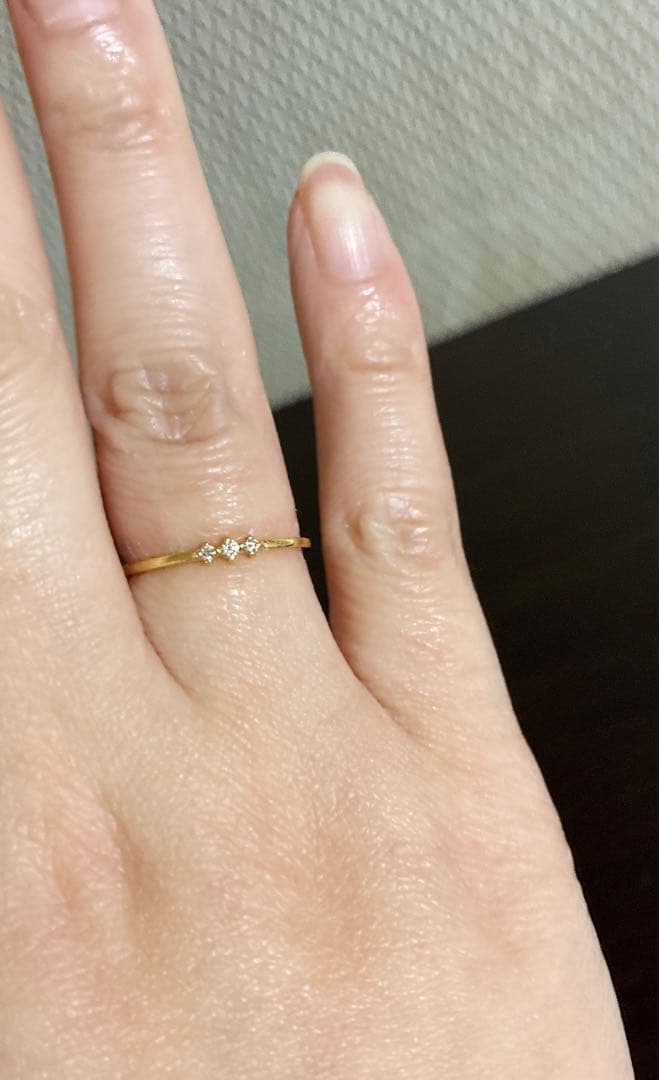 【美品】ete 指輪　11号　リング　ダイヤモンド3個　イエローゴールド18k