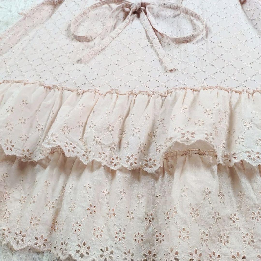 [超カワ]PINKHOUSE 10段レースフリルワンピース　総レース　ピンク