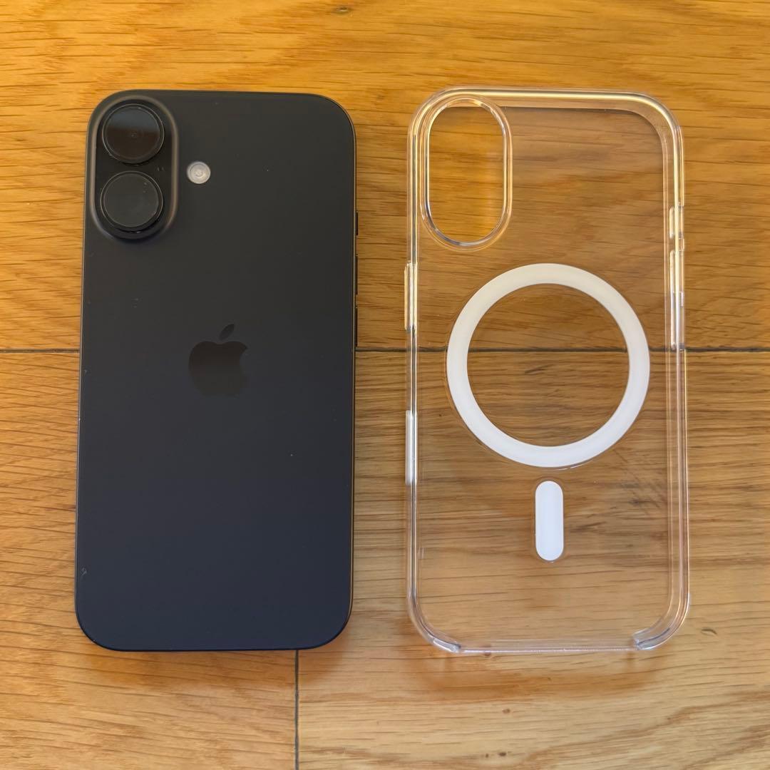 iPhone16 128GB 純正ケース付き ブラック
